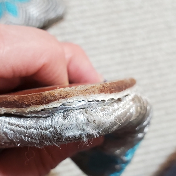 Leather Silver/Blue Morracan Slippers-SZ 7 - Picture 6 of 13